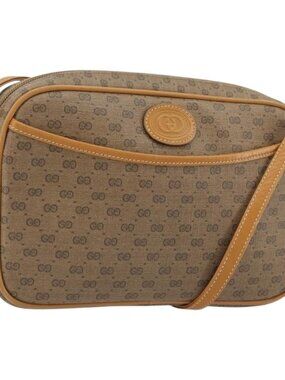 GUCCI Micro GG Supreme Shoulder Bag PVC Beige Gold 007 113 1943 Auth 175727